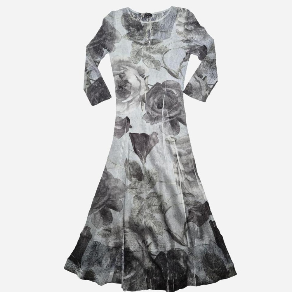 vintage 90s silver floral print maxi dress